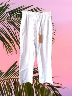 Sailwind size M loose fit white linen blend pants NEW